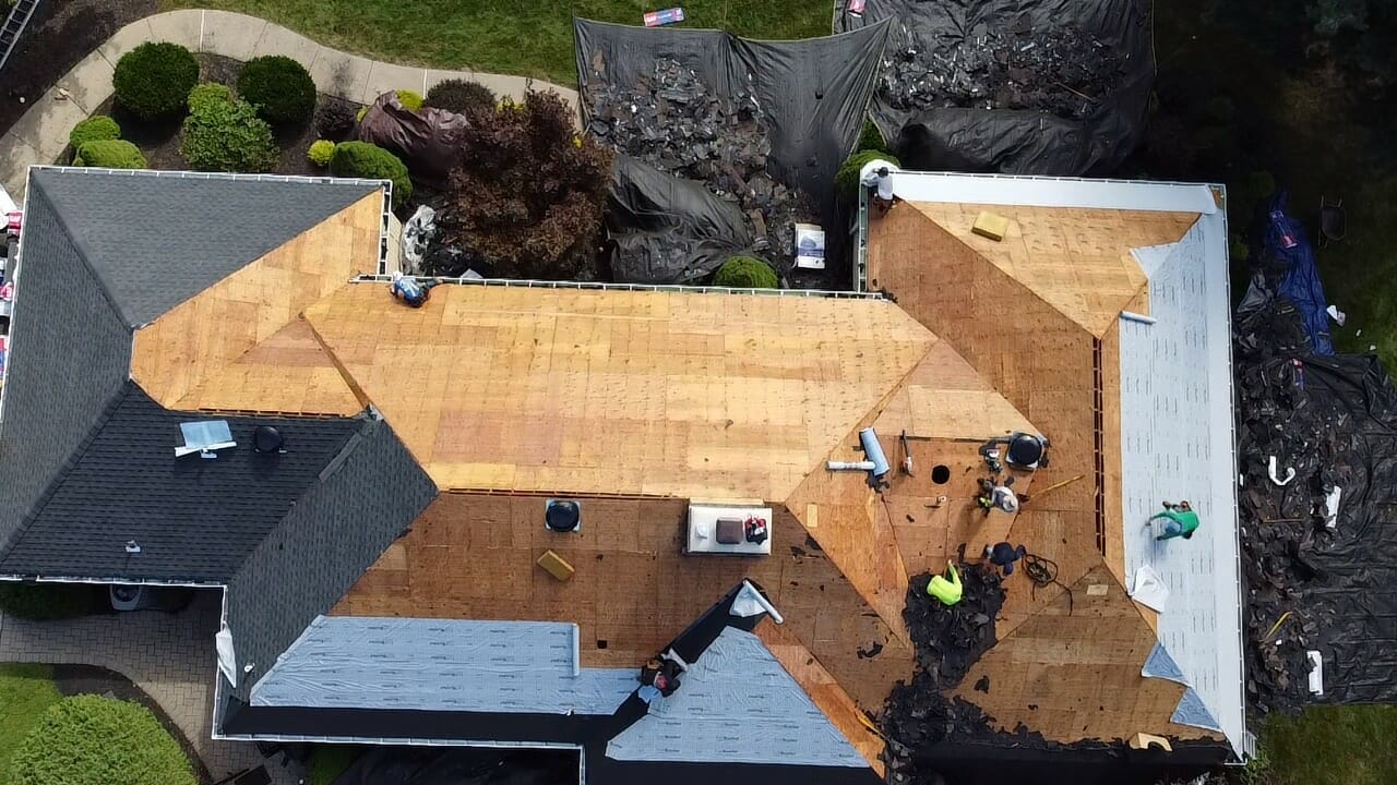 a roof that is being installed on a house.